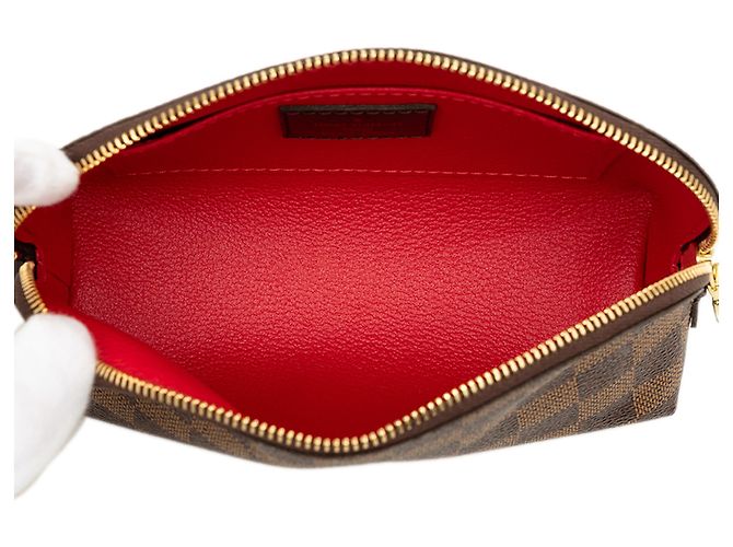 Trousse de toilette Louis Vuitton Brown Damier Ebene Cosmetic Pouch PM Marron - vue 4