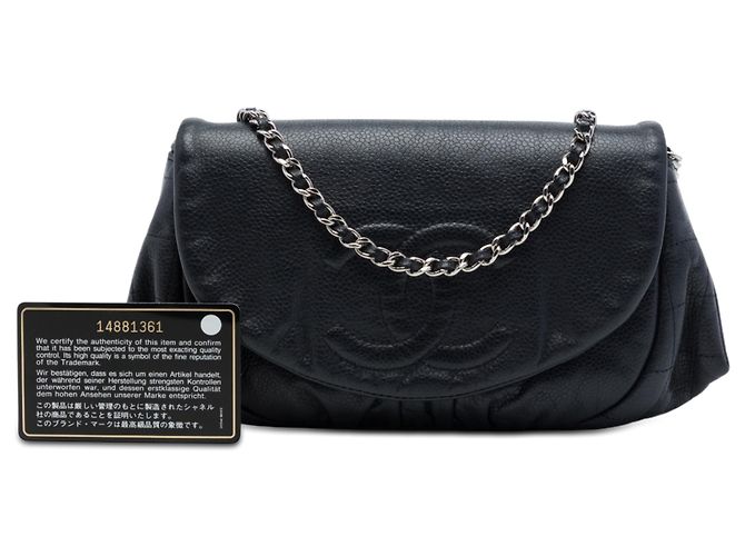 Chanel Black CC Caviar Half Moon Wallet on Chain Nero - vista 7