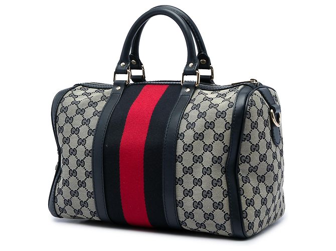 Bolso Boston Gucci Joy mediano en lona GG beige con banda Web - vista 2