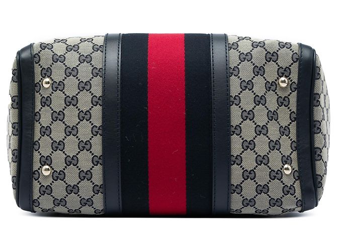Bolso Boston Gucci Joy mediano en lona GG beige con banda Web - vista 3