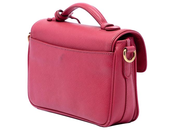Borsa Prada Pink Saffiano Sound Lock Satchel Rosa - vista 2