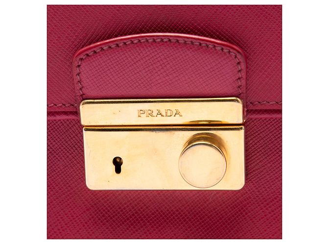 Borsa Prada Pink Saffiano Sound Lock Satchel Rosa - vista 5