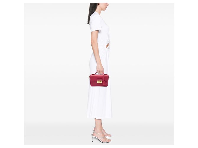 Borsa Prada Pink Saffiano Sound Lock Satchel Rosa - vista 6