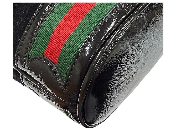 Gucci Secchiello Ophidia Piccolo in Suede Nero - vista 11