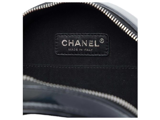 Borsa Chanel Black CC Patent Round as Earth Bag Nero - vista 5