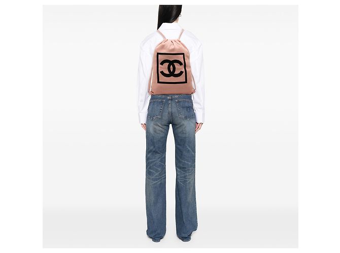 Chanel Pink CC Sport Line Jersey Drawstring Backpack - view 7