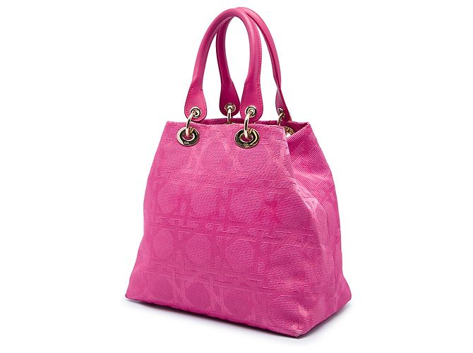 Sac Shopping Dior Soft Lady Dior Petit en Toile Cannage Rose - vue 2