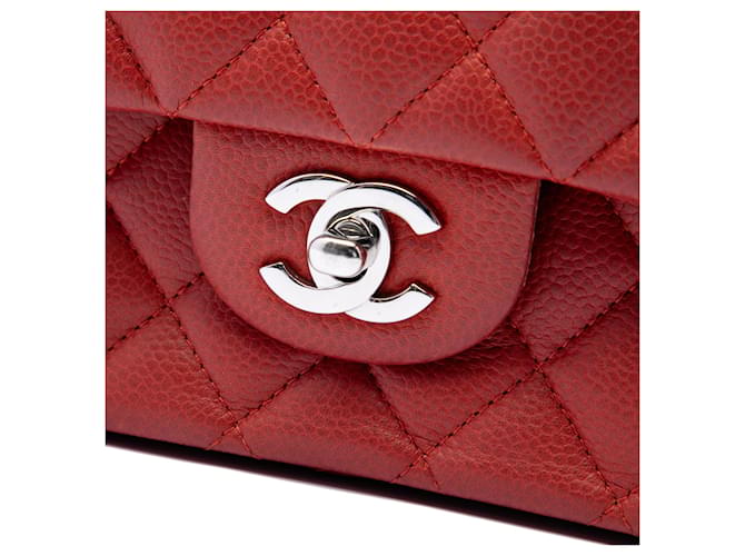 Chanel Red Medium Classic Caviar Double Flap Rosso - vista 5