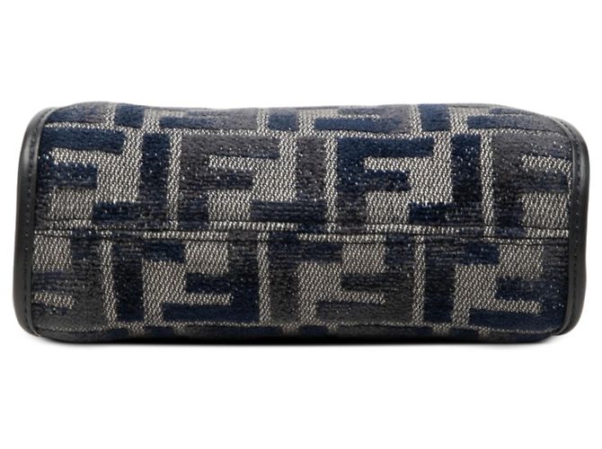 Borsa Satchel Fendi Nano Zucca Peekaboo in chenille grigio Marrone - vista 3