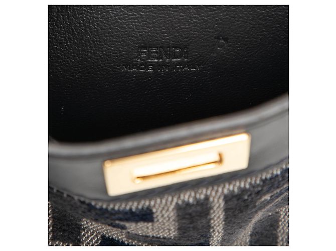 Borsa Satchel Fendi Nano Zucca Peekaboo in chenille grigio Marrone - vista 5