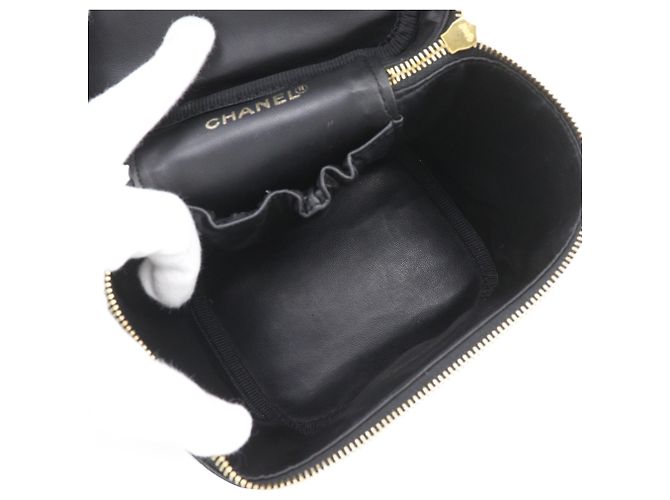 Necessaire Chanel Black CC Caviar Vanity Case Nero - vista 3
