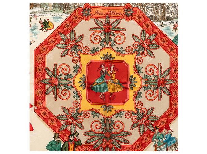 Foulard di seta Hermès White Joies d Hiver 90 Bianco - vista 7
