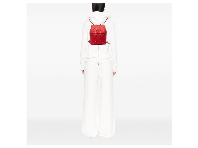 Zaino Chanel Red Quilted Caviar CC Filigree Rosso - vista 7