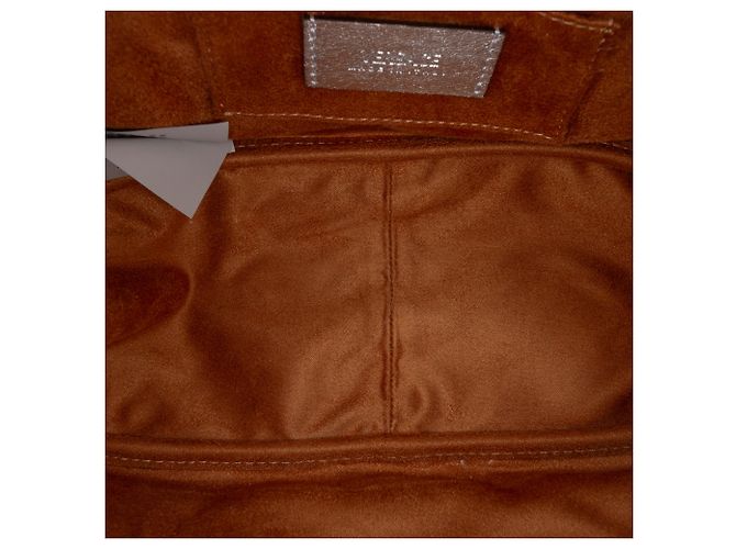 Borsa Bowling Versace in pelle metallizzata argento con etichetta - vista 4