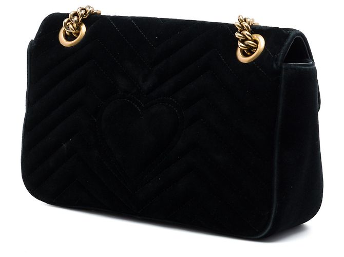 Gucci GG Marmont Matelassé Schultertasche aus Samt, Schwarz, Medium - Ansicht 2