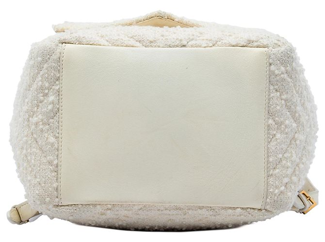 Saint Laurent White Chevron Tweed Monogram Joe Backpack - vista 3