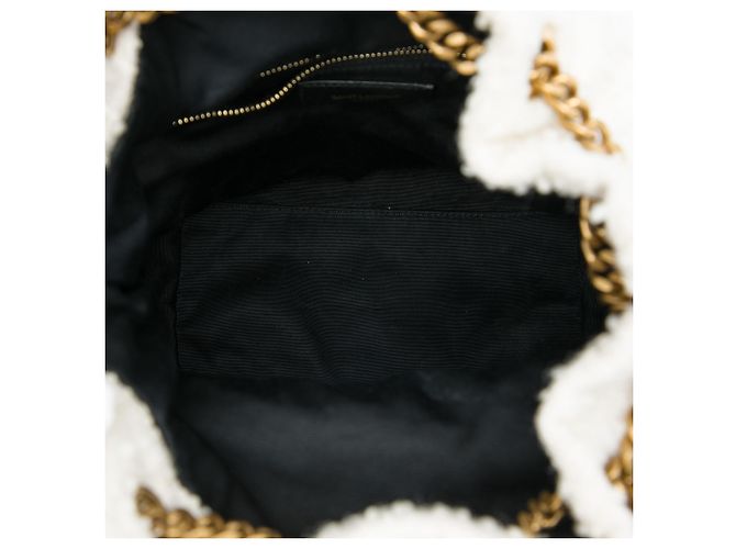 Saint Laurent White Chevron Tweed Monogram Joe Backpack - vista 4