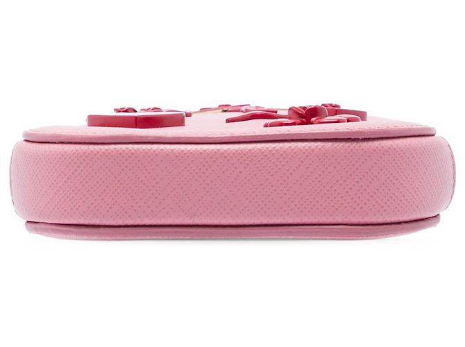 Custodia per telefono Prada in Saffiano Lux rosa decorata - vista 3