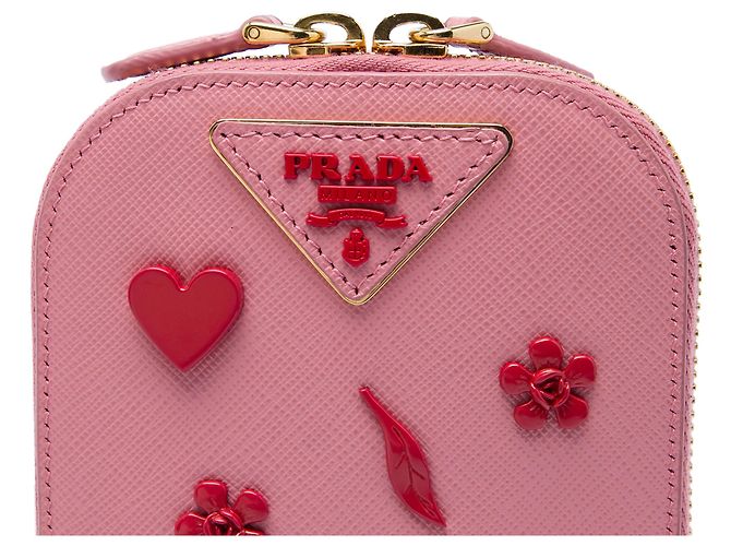 Custodia per telefono Prada in Saffiano Lux rosa decorata - vista 5