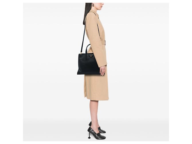 Borsa Tote Prada Black Saffiano Soft Triple Pocket Nero - vista 6