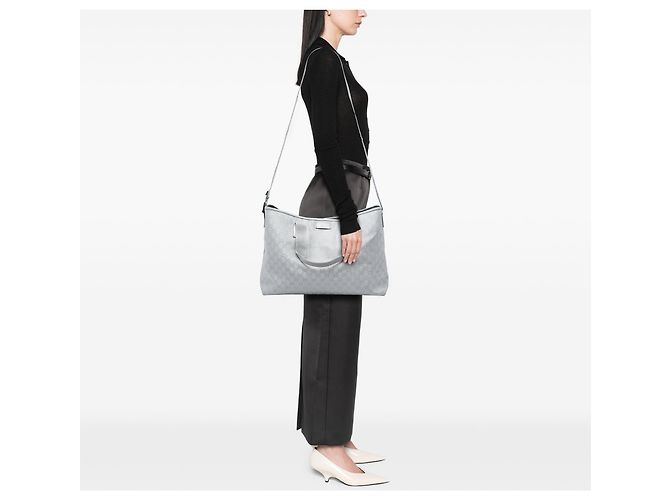 Bolso Satchel Gucci de lona GG gris Castaño - vista 5