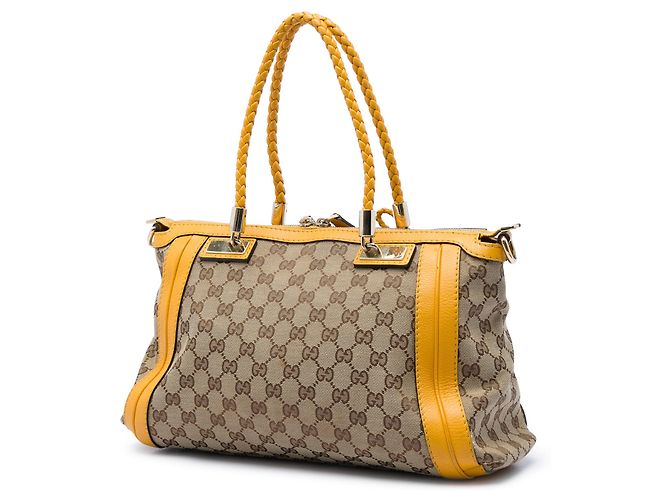 Borsa Satchel Gucci Bella in tela GG beige - vista 2