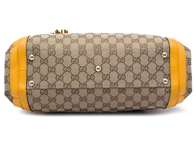 Borsa Satchel Gucci Bella in tela GG beige - vista 3