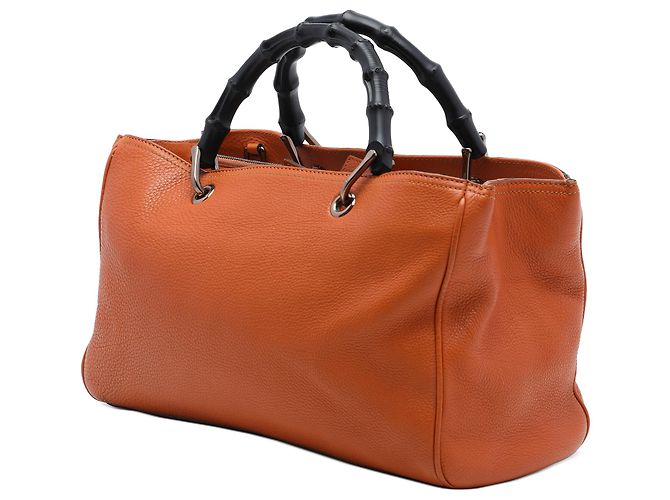 Bamboo Bolso Gucci Shopper Satchel de piel de becerro naranja Medium con bambú - vista 2