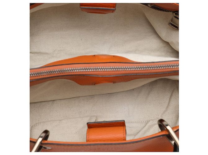 Bamboo Bolso Gucci Shopper Satchel de piel de becerro naranja Medium con bambú - vista 4