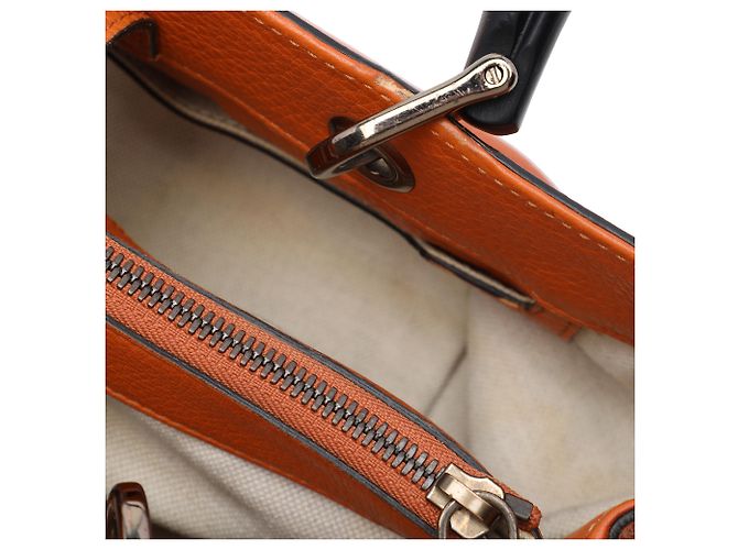 Bamboo Bolso Gucci Shopper Satchel de piel de becerro naranja Medium con bambú - vista 5
