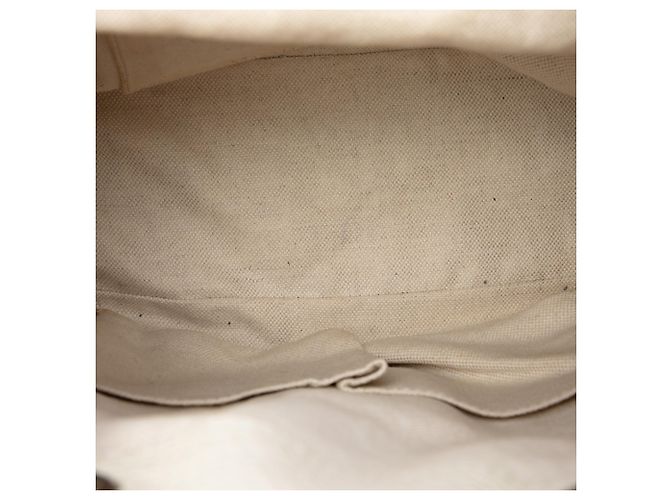 Bamboo Mochila Gucci em couro de bezerro granulado branco com tassel de bambu Cru - vista 4