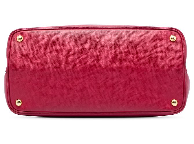 Prada Borsa Satchel Doppia Grande in Pelle Saffiano Rossa Rosso - vista 3