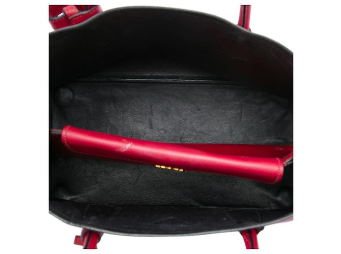 Prada Borsa Satchel Doppia Grande in Pelle Saffiano Rossa Rosso - vista 4