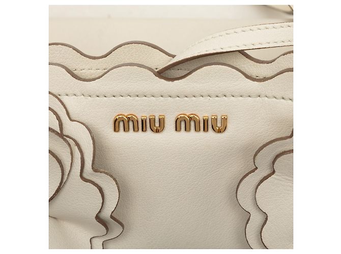 Tote Miu Miu in pelle bianca con fiore Bianco - vista 5