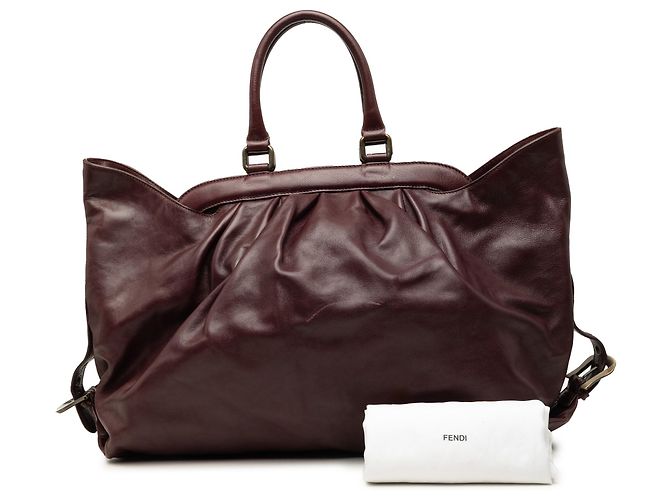Borsa Fendi Red Leather Doctor B Rosso Bordò - vista 7