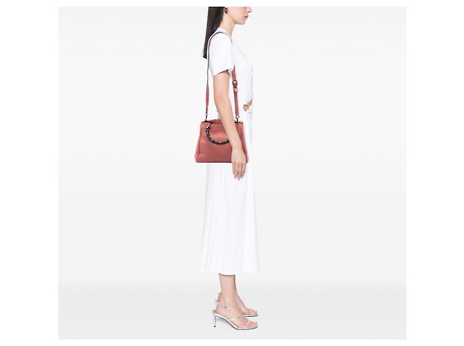Borsa Gucci Bamboo Shopper Small in pelle di vitello rosa - vista 6