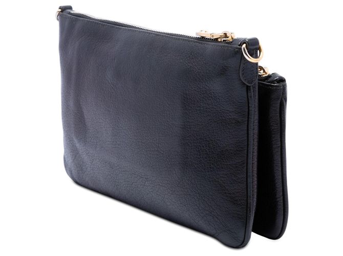 Miu Miu Madras Crossbody-Tasche aus schwarzem Ziegenleder mit Doppelreißverschluss - Ansicht 2