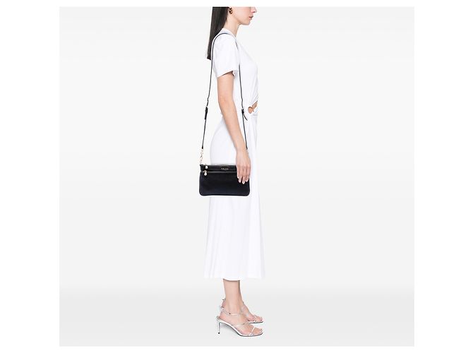 Miu Miu Madras Crossbody-Tasche aus schwarzem Ziegenleder mit Doppelreißverschluss - Ansicht 6