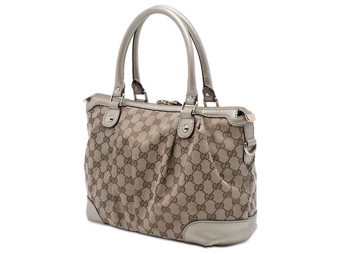 Sac Satchel Gucci Beige GG Canvas Sukey - vue 2