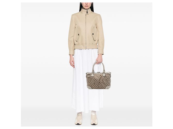 Sac Satchel Gucci Beige GG Canvas Sukey - vue 6