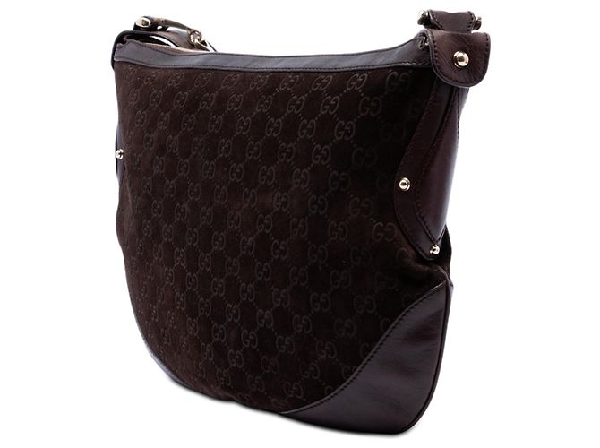 Borsa a tracolla Gucci Pelham in camoscio marrone GG borchiata Marrone scuro - vista 2