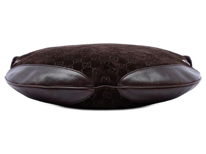 Borsa a tracolla Gucci Pelham in camoscio marrone GG borchiata Marrone scuro - vista 3