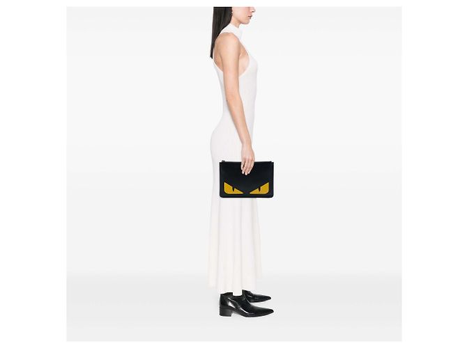 Fendi Black Leather Monster Clutch - view 6