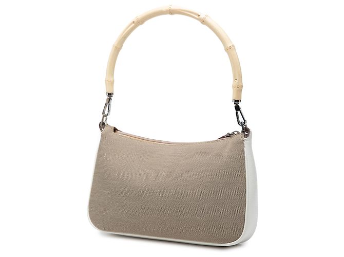 Gucci Beige GG Canvas Bamboo Top Handle - vista 2