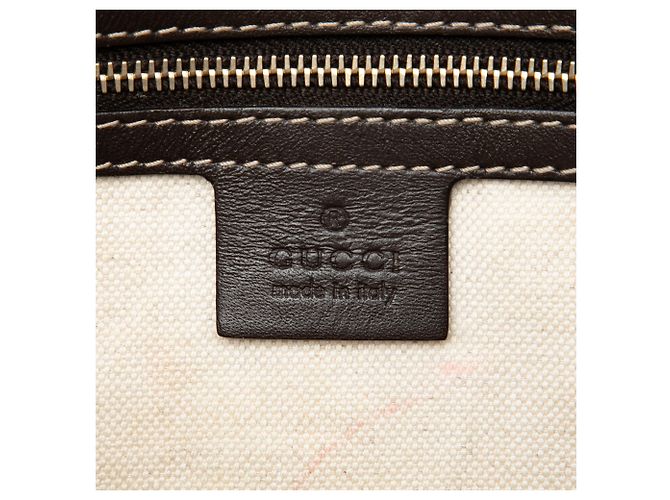 Borsa Mayfair Satchel Gucci in tela GG beige con banda Web - vista 5