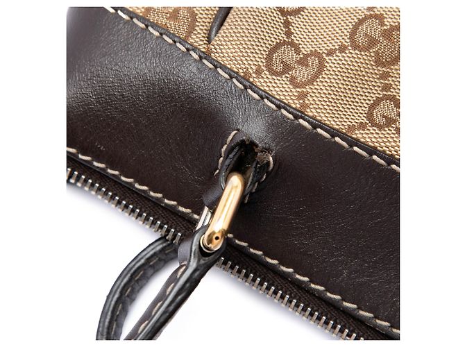 Borsa Mayfair Satchel Gucci in tela GG beige con banda Web - vista 6