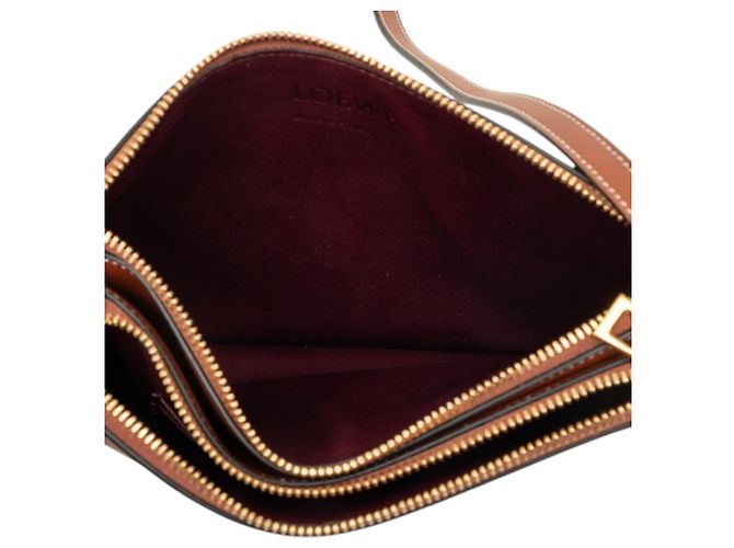 Pouch Double Zip Gate in pelle marrone LOEWE - vista 4