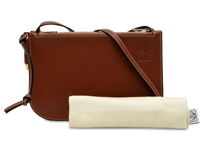 Pouch Double Zip Gate in pelle marrone LOEWE - vista 7