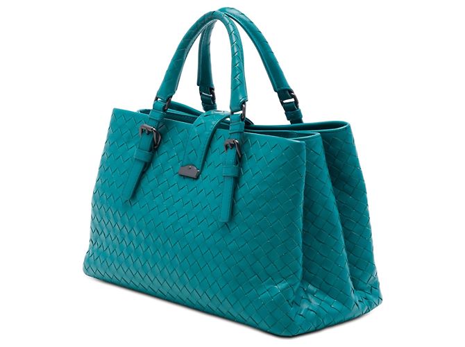 Borsa Bottega Veneta Small Nappa Intrecciato Roma Blu Turchese - vista 2