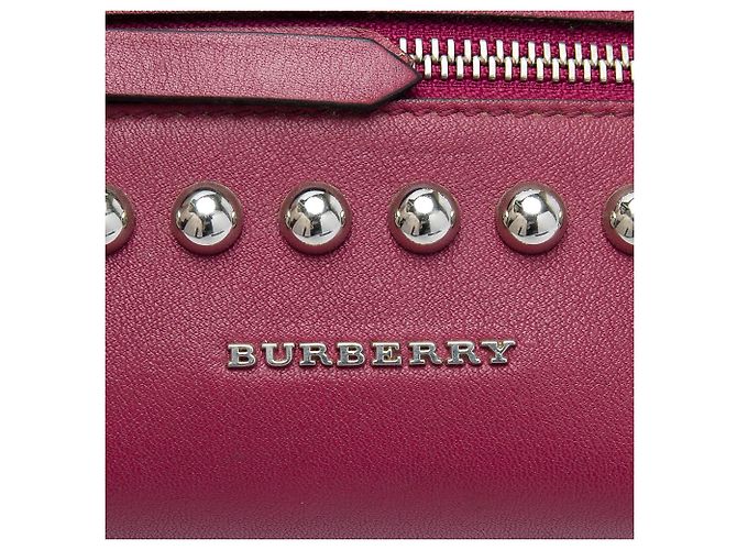 Borsa Satchel Banner Burberry in pelle borchiata viola e House Check per neonati Porpora - vista 5